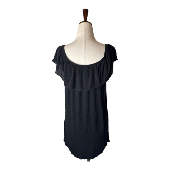 Becca Coverup Women Medium Black Off The Shoulder Flowy Mini Swim Swimwear - Picture 3 of 10